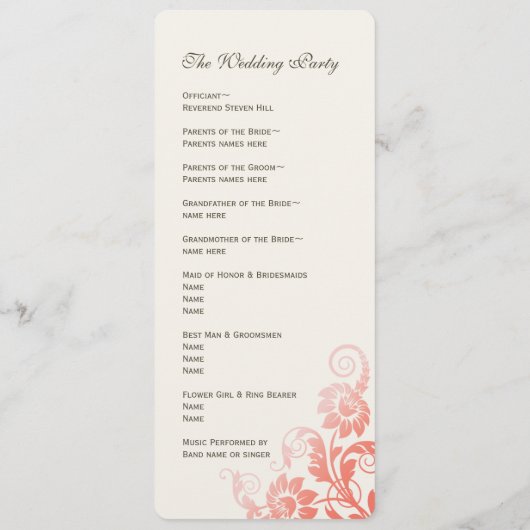 クラッシーグラデーションコーラル結婚式 プログラム (裏面)