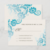 クラッシーグラデーションシェードオブティール(緑がかった色)ウェディングRSVP 出欠カード (正面/裏面)