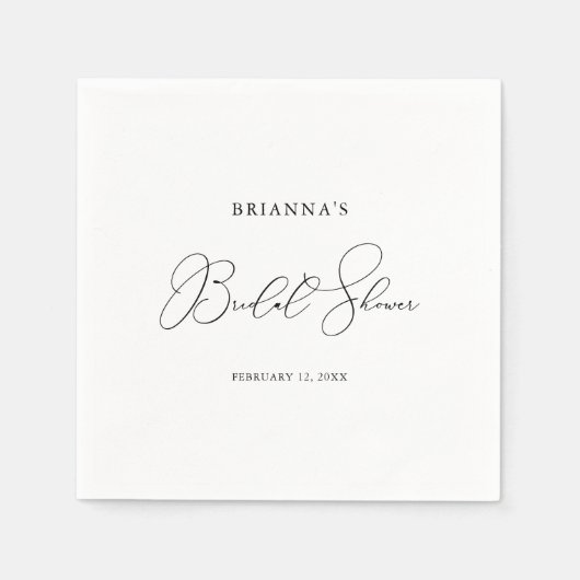 クラッシーシックミニマリストブライダルシャワーナプキンス スタンダードカクテルナプキン (正面)