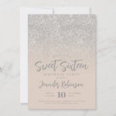 クラッシーシルバーシャンパングリッターフォトスイート16 招待状 (正面)