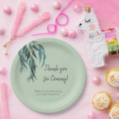 クラッシージセージグリーンウィローブランチ結婚ボタニカル ペーパープレート (パーティー)