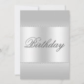 クラッシースタイリッシュシルバー&ジェムズ誕生日 招待状 (正面)
