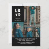 クラッシースタイリッシュブラックフォトコラージュ卒業 案内状 (裏面)