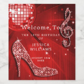 クラッシースパークルヒールズレッドディスコボール誕生日 ワインラベル (シングルラベル)