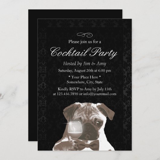 クラッシーダマスク引っ越し祝いパーティーカクテルパーティー 招待状 (正面/裏面)