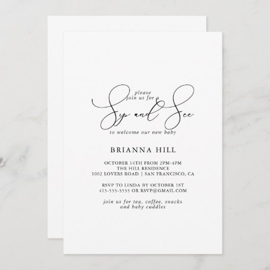 クラッシーチックなミニマル シップ＆シー 招待状 (正面/裏面)