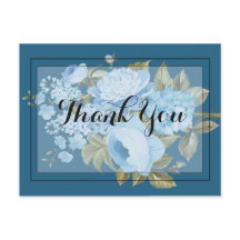 クラッシーチックな青い花柄  ありがとう