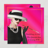 クラッシーディーバ ホットピンク バースデーパーティー 招待状 (正面/裏面)