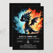 クラッシードラゴン誕生日カスタマイズ可能 招待状 (正面/裏面)