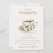 クラッシーパステルフローラティーカップアフタヌーンティーパーティー 招待状 (正面)