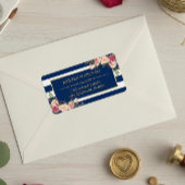 クラッシーピンクフローラ金ゴールドネイビーブルーストライプズ ラベル