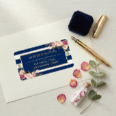 クラッシーピンクフローラ金ゴールドネイビーブルーストライプズ ラベル