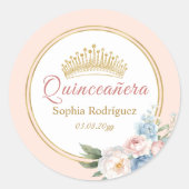 クラッシーピンクブルーフローラキンセアニェラ ラウンドシール (正面)