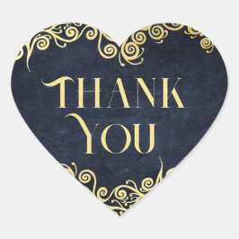 クラッシーフローリッシュ ネイビーブルーとゴールドのウィンターウェディング ハートシール