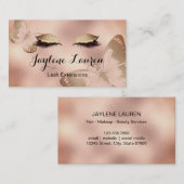 クラッシーブベージュブラウングリッターまつ毛バタフライ 名刺 (正面/裏面)