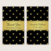 クラッシーブラックと金ゴールドグリッター水玉模様ありがとう (正面&裏面)