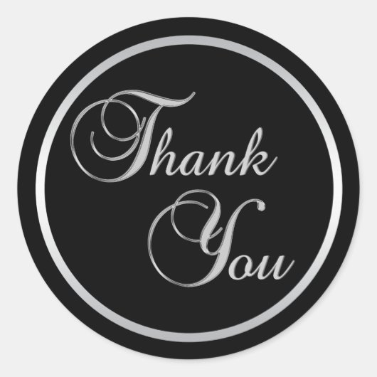 クラッシーブラックシルバーサンキュー封筒用シール ラウンドシール (正面)