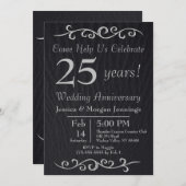 クラッシーブラックテクスチャ記念日招待状 招待状 (正面/裏面)