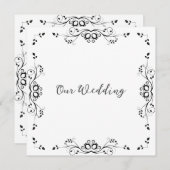 クラッシーブラック縁ど結婚式招待状 招待状 (正面/裏面)