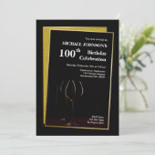 クラッシーブラック金ゴールドグリッター100誕生日 招待状 (スタンド正面)