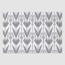 クラッシーブラック&ホワイトアールデコフローラルパターンシック 薄葉紙