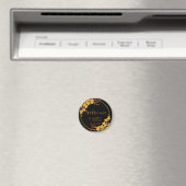 クラッシーブラック&金ゴールド結婚フローラの歓迎 マグネット (インサイチュ (食洗機))