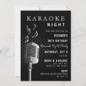 クラッシーブラック 30歳誕生日カラオケナイトパーティー 招待状 (正面)
