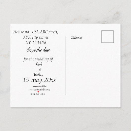 クラッシーボホチック フラワーネイビー テーマのウェディング 案内ポストカード (裏面)