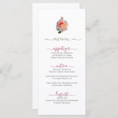 クラッシーミニマルピンクローズデザインフラットメニュー メニュー (正面/裏面)