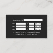 クラッシーミニマルブラック&金ゴールド歯科アポイントメント 名刺 (裏面)