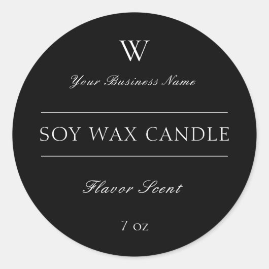 クラッシーミニマルモノグラムキャンドル製品ラベル ラウンドシール (正面)