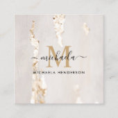 クラッシーモダンゴールドフォイルモノグラムイニシャル&名前 スクエア名刺 (正面)