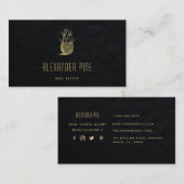 クラッシーモダンブラック金ゴールドパイナップル実在エテート 名刺 (正面/裏面)