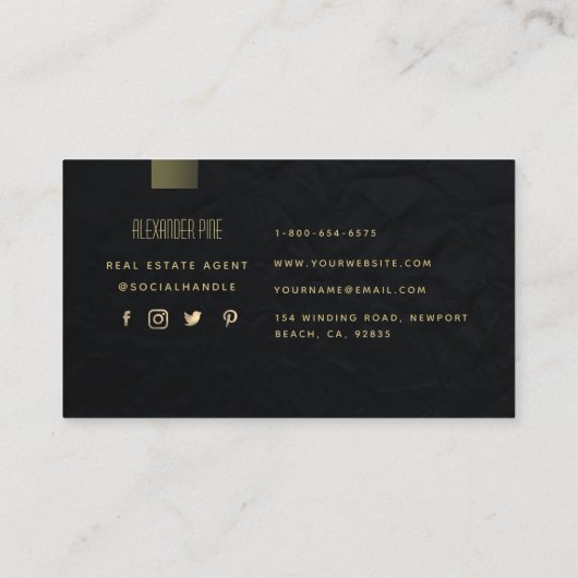 クラッシーモダンブラック金ゴールドプロフェッショナル写真 名刺 (裏面)