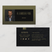 クラッシーモダンブラック金ゴールドプロフェッショナル写真 名刺 (正面/裏面)