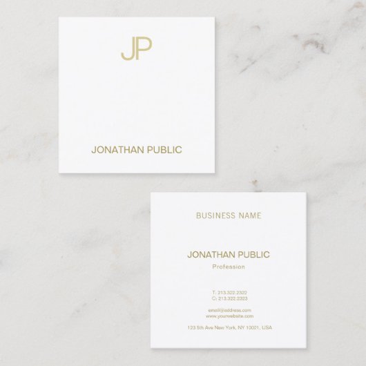 クラッシーモダン金ゴールドモノグラムシンプルプレイカッコいいンラックス スクエア名刺 (正面/裏面)