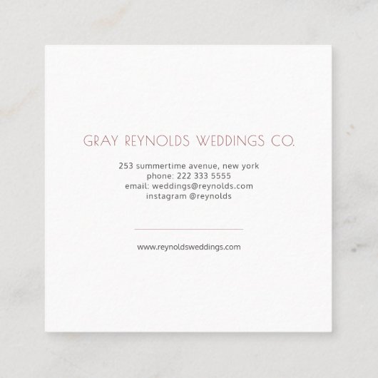 クラッシーモノグラムウォーターカラーフローラウェディングプランナー スクエア名刺 (裏面)