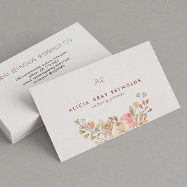 クラッシーモノグラムウォーターカラーフローラウェディングプランナー 名刺