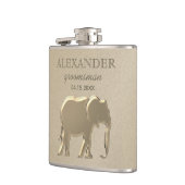 クラッシーモノグラムゴールドのブライズメイド フラスク (左)