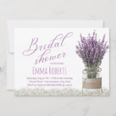 クラッシーラベンダーフラワーメイソンジャーブライダルシャワー 招待状 (正面)