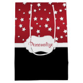 クラッシーレッドの背景の星たち ミディアムペーパーバッグ (裏面)