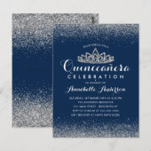 クラッシーロイヤルブルーのキンセアニエラ シルバーティアラ グリッター ポストカード (正面/裏面)