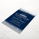 クラッシーロイヤルブルーのキンセアニエラ シルバーティアラ グリッター 箔招待状 (回転した状態)