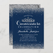 クラッシーロイヤルブルー キンセアニェーラ シルバーティアラ グリッター ポストカード (正面/裏面)