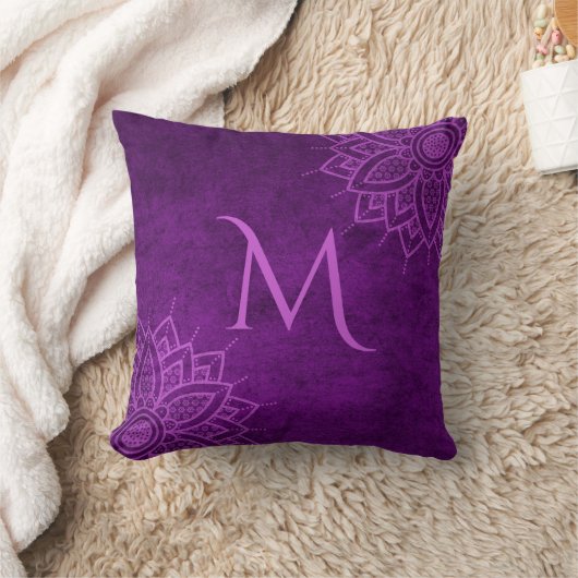 クラッシー王室のパープルマンダラモノグラム装飾用クッション クッション (ブランケット)