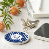 クラッシー王室のブルーカスタムモノグラムボタンキーチェーン キーホルダー (側面)