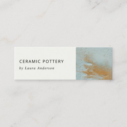 クラッシー芸術的アクアブルー金ゴールド油絵を描テクスチャ スキニー名刺 (正面)