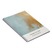 クラッシー芸術的アクアブルー金ゴールド油絵を描テクスチャ ノートブック (右側)