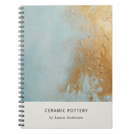 クラッシー芸術的アクアブルー金ゴールド油絵を描テクスチャ ノートブック