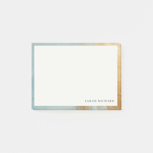 クラッシー芸術的アクアブルー金ゴールド油絵を描テクスチャ ポストイット (正面)